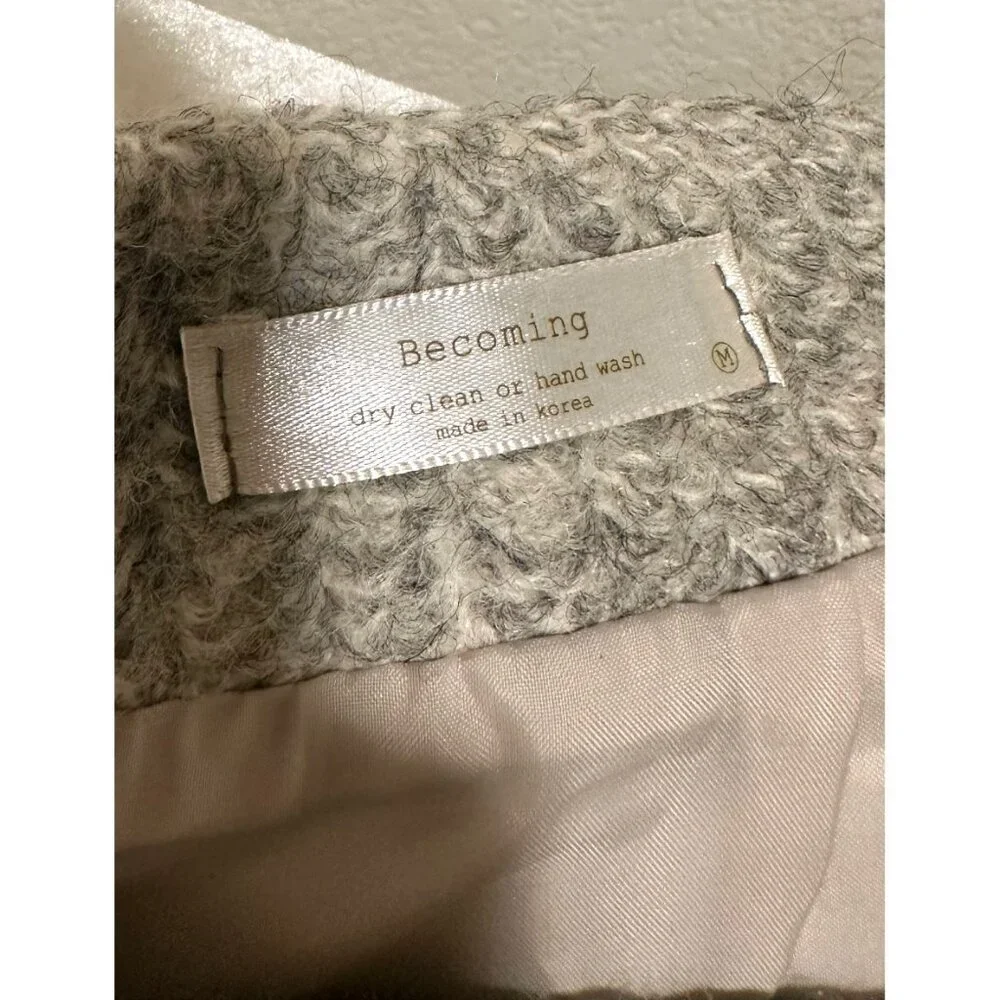 Becoming Wool Blend Made Korea Grey Textured Mini Skirt